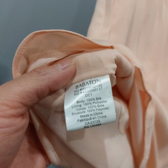 Aritzia Babaton Benedict Button Up Silk Shirt Dress Small Peachy Pink - Picture 6 of 7